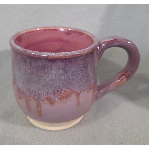 Purple Glaze Pottery Annike MUG Flowers Drawn on Bottom Artistic - Picture 3 of 7